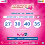 JACKPOT 4 : Tirage de 00h du 02 Novembre 2025