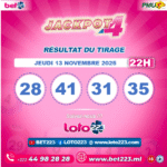 JACKPOT 4 : Tirage de 22h du 13 Novembre 2025