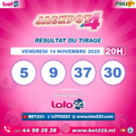 JACKPOT 4 : Tirage de 20h du 14 Novembre 2025
