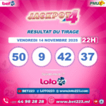 JACKPOT 4 : Tirage de 22h du 14 Novembre 2025