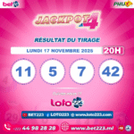 JACKPOT 4 : Tirage de 20h du 17 Novembre 2025