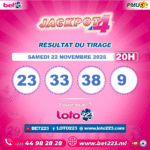 JACKPOT 4 : Tirage de 20h du 22 Novembre 2025