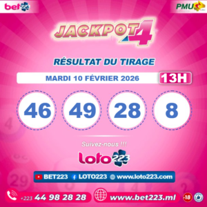 JACKPOT 4 : Tirage de 13h du 10 Février 2026