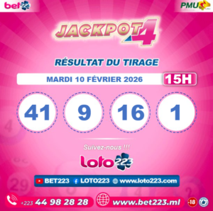JACKPOT 4 : Tirage de 15h du 10 Février 2026