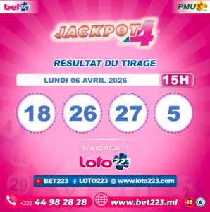 JACKPOT 4 : Tirage de 15h du 06 Avril 2026