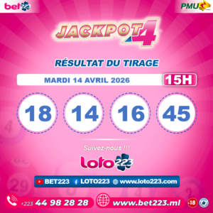 JACKPOT 4 : Tirage de 15h du 14 Avril 2026