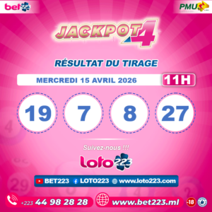 JACKPOT 4 : Tirage de 11h du 15 Avril 2026