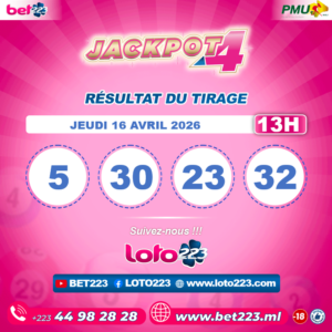 JACKPOT 4 : Tirage de 13h du 16 Avril 2026