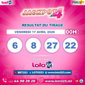 JACKPOT 4 : Tirage de 00h du 17 Avril 2026