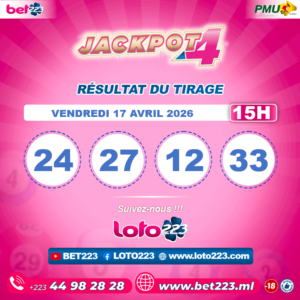 JACKPOT 4 : Tirage de 15h du 17 Avril 2026