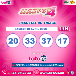 JACKPOT 4 : Tirage de 11h du 18 Avril 2026
