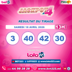 JACKPOT 4 : Tirage de 13h du 18 Avril 2026