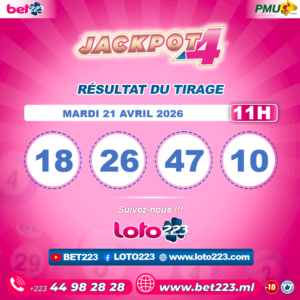JACKPOT 4 : Tirage de 11h du 21 Avril 2026