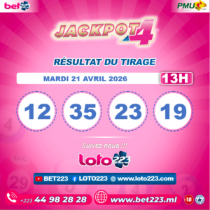 JACKPOT 4 : Tirage de 13h du 21 Avril 2026
