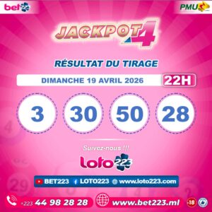 JACKPOT 4 : Tirage de 22h du 19 Avril 2026