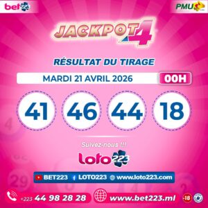 JACKPOT 4 : Tirage de 00h du 21 Avril 2026