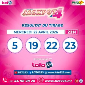 JACKPOT 4 : Tirage de 22h du 22 Avril 2026