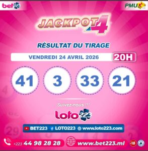 JACKPOT 4 : Tirage de 20h du 24 Avril 2026
