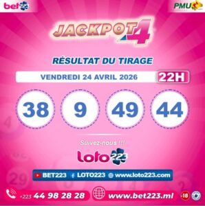JACKPOT 4 : Tirage de 22h du 24 Avril 2026