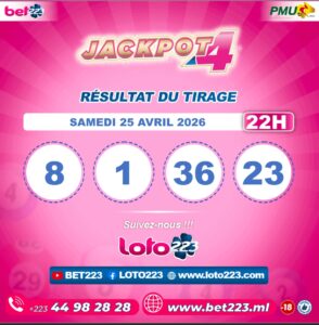 JACKPOT 4 : Tirage de 22h du 25 Avril 2026