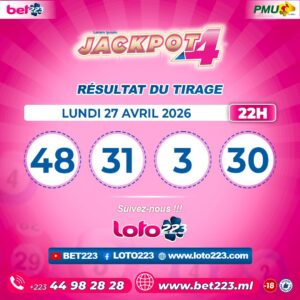 JACKPOT 4 : Tirage de 22h du 27 Avril 2026