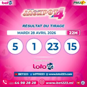 JACKPOT 4 : Tirage de 22h du 28 Avril 2026