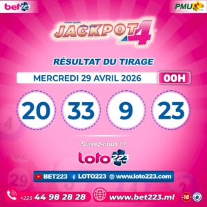 JACKPOT 4 : Tirage de 00h du 29 Avril 2026