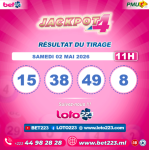 JACKPOT 4 : Tirage de 11h du 02 Mai 2026