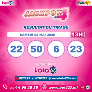 JACKPOT 4 : Tirage de 13h du 02 Mai 2026