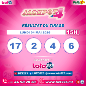 JACKPOT 4 : Tirage de 15h du 04 Mai 2026