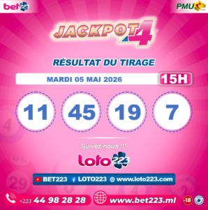 JACKPOT 4 : Tirage de 15h du 05 Mai 2026
