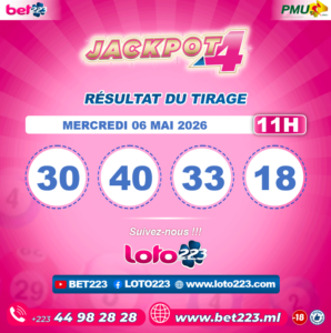 JACKPOT 4 : Tirage de 11h du 06 Mai 2026