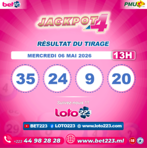 JACKPOT 4 : Tirage de 13h du 06 Mai 2026
