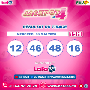 JACKPOT 4 : Tirage de 15h du 06 Mai 2026
