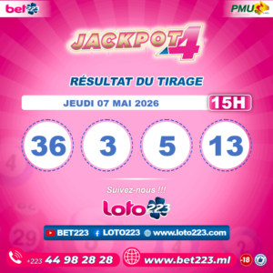 JACKPOT 4 : Tirage de 15h du 07 Mai 2026