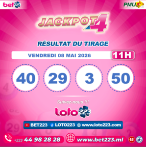 JACKPOT 4 : Tirage de 11h du 08 Mai 2026