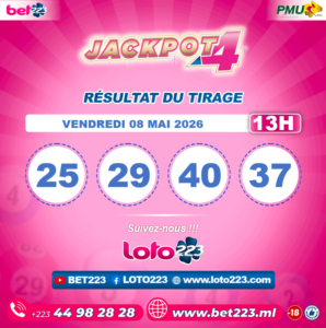 JACKPOT 4 : Tirage de 13h du 08 Mai 2026