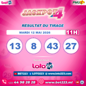 JACKPOT 4 : Tirage de 11h du 12 Mai 2026