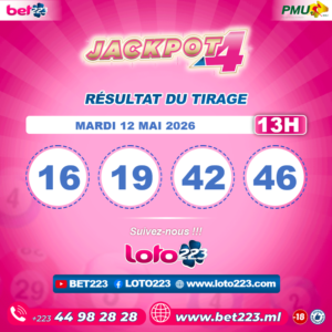 JACKPOT 4 : Tirage de 13h du 12 Mai 2026