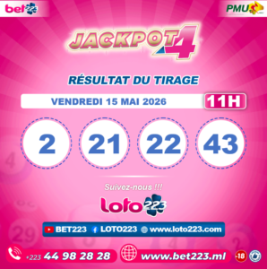 JACKPOT 4 : Tirage de 11h du 15 Mai 2026