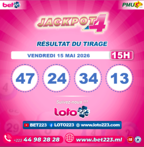JACKPOT 4 : Tirage de 15h du 15 Mai 2026