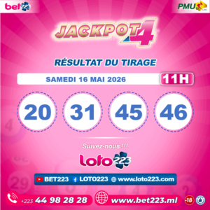 JACKPOT 4 : Tirage de 11h du 16 Mai 2026