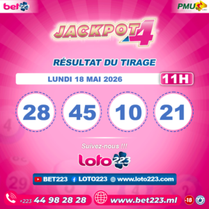 JACKPOT 4 : Tirage de 11h du 18 Mai 2026