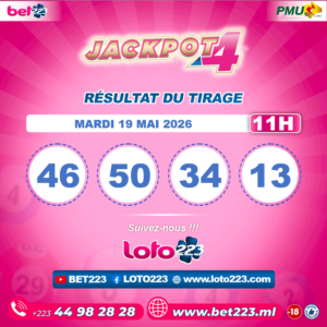 JACKPOT 4 : Tirage de 11h du 19 Mai 2026