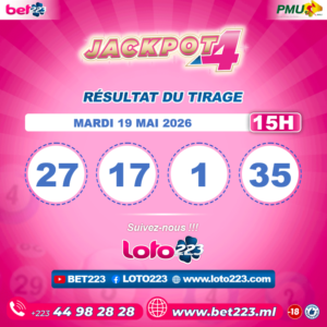 JACKPOT 4 : Tirage de 15h du 19 Mai 2026