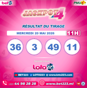 JACKPOT 4 : Tirage de 11h du 20 Mai 2026