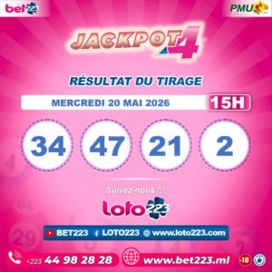 JACKPOT 4 : Tirage de 20h du 19 Mai 2026