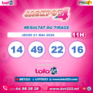 JACKPOT 4 : Tirage de 11h du 21 Mai 2026
