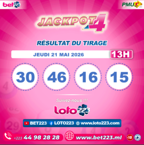 JACKPOT 4 : Tirage de 13h du 21 Mai 2026