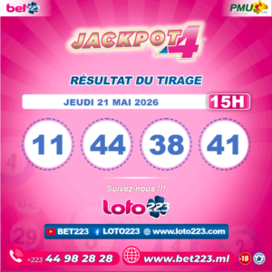 JACKPOT 4 : Tirage de 15h du 21 Mai 2026